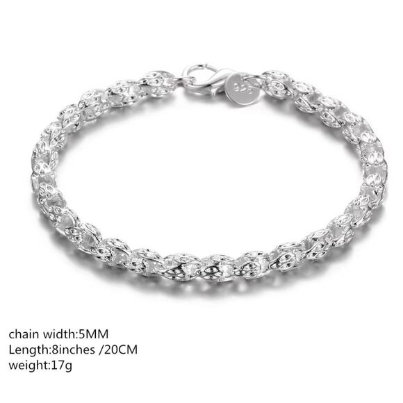 Elegant 925 Sterling Silver Byzantine Chain Bracelet - 8-Inch / 20cm - Picture 2 of 4